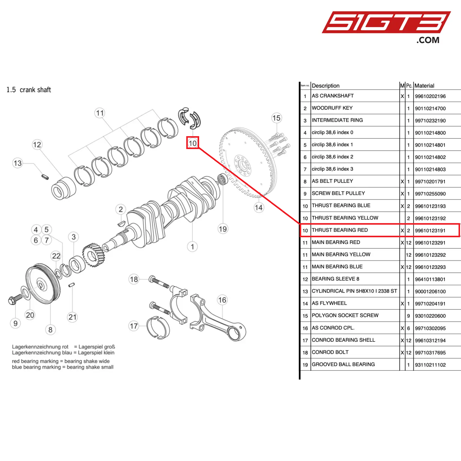 THRUST BEARING RED - 99610123191 [PORSCHE 997.2 GT3 Cup] [51GT3]