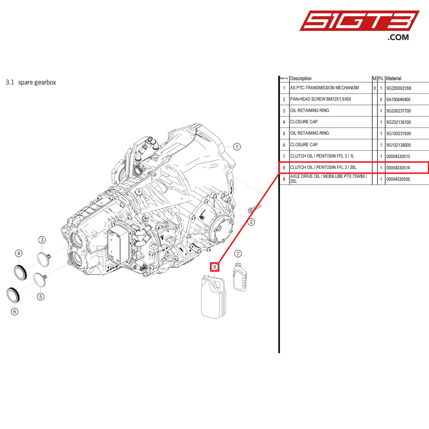 CLUTCH OIL / PENTOSIN FFL 3 / 20L - 4330514 [PORSCHE 718 Cayman GT4 Clubsport]