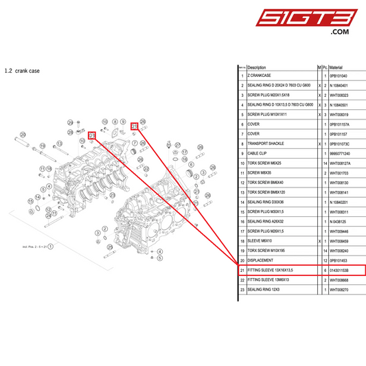 FITTING SLEEVE 13X16X13,5 - 014301153B [PORSCHE 992.1 GT3 Cup]