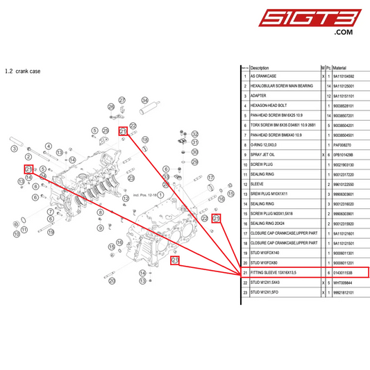 FITTING SLEEVE 13X16X13,5 - 014301153B [PORSCHE 991.1 GT3 Cup (2017)]