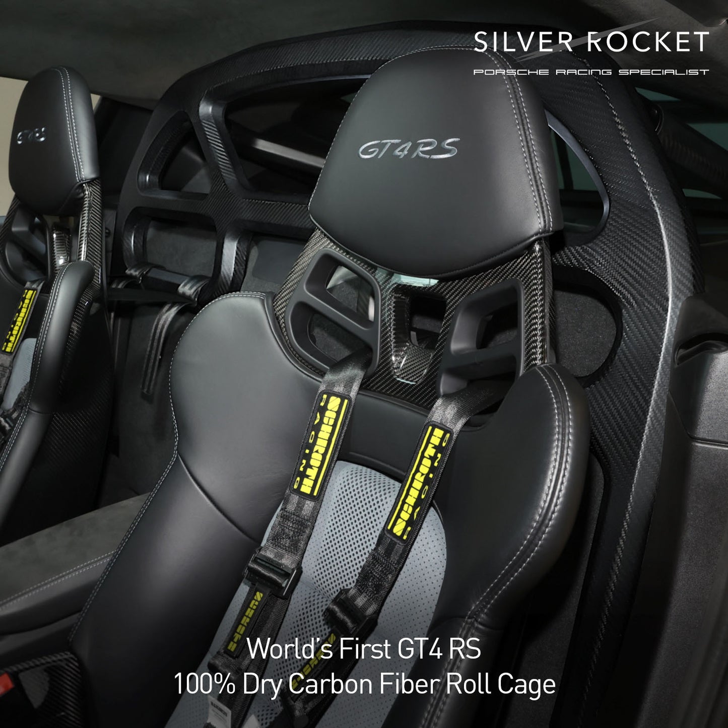 SilverRocket GT4 RS DRY CARBON FIBER ROLL CAGE & HARNESS BAR - FIA 253 COMPLIANT [PORSCHE 718 / GT4 / RS]