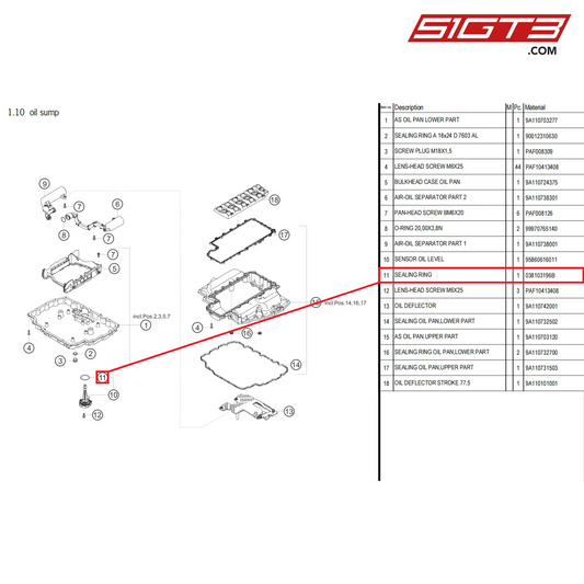 SEALING RING - 038103196B [PORSCHE 718 Cayman GT4 Clubsport]