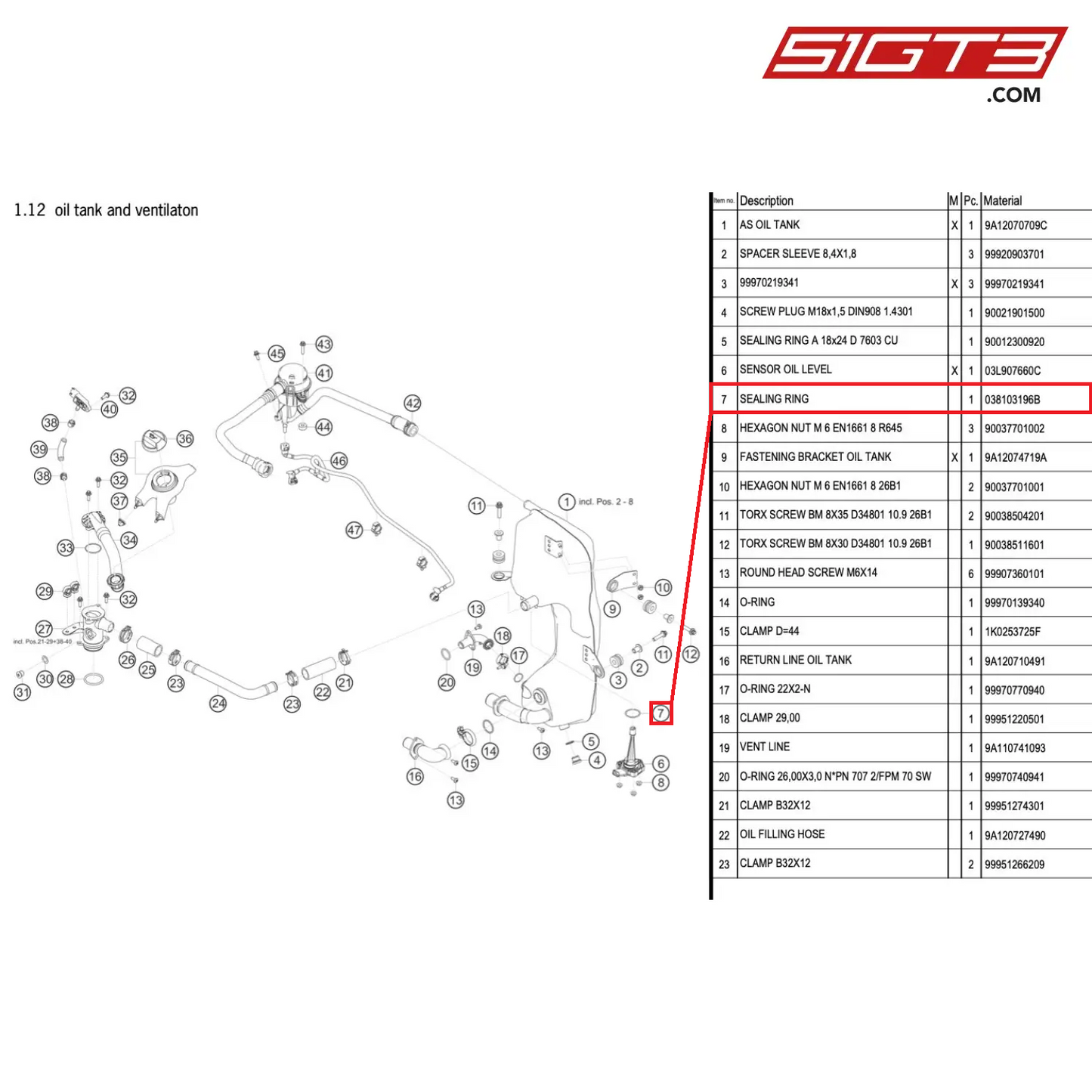 SEALING RING - 038103196B [PORSCHE 991.1 GT3 Cup (2017)]