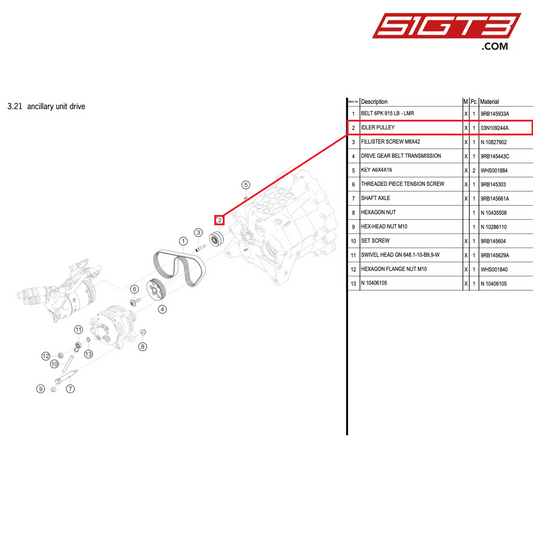 IDLER PULLEY - 03N109244A [PORSCHE 992.1 GT3 R]