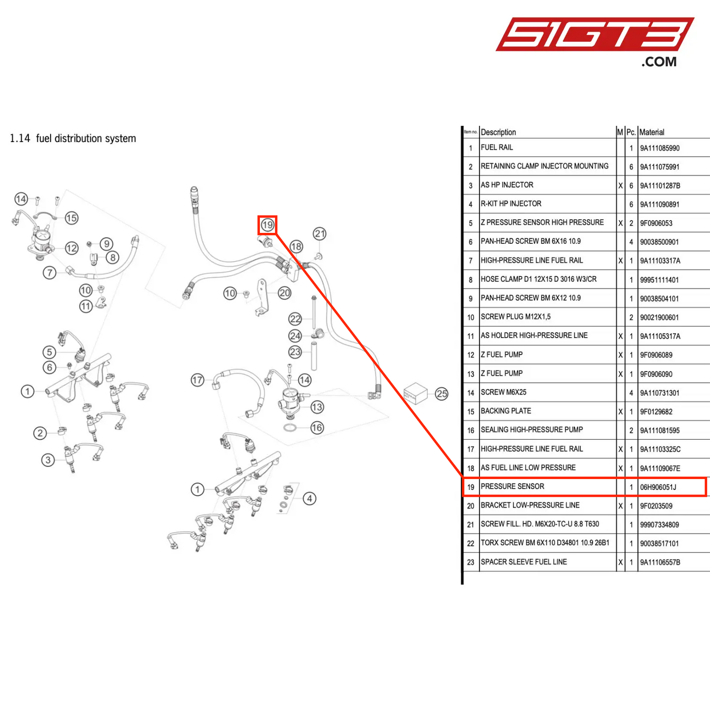 PRESSURE SENSOR - 06H906051J [PORSCHE 911 GT3 R Type 991 (GEN 2)]