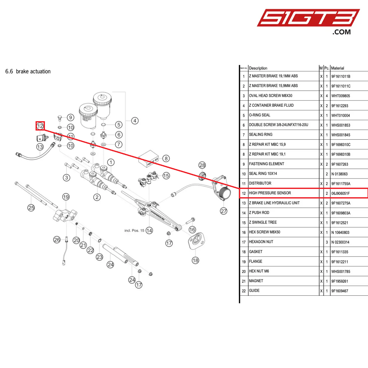 HIGH PRESSURE SENSOR - 06J906051F [PORSCHE 911 GT3 Cup Type 992]