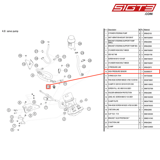 HIGH PRESSURE SENSOR - 06J906051F [PORSCHE 992.1 GT3 R]