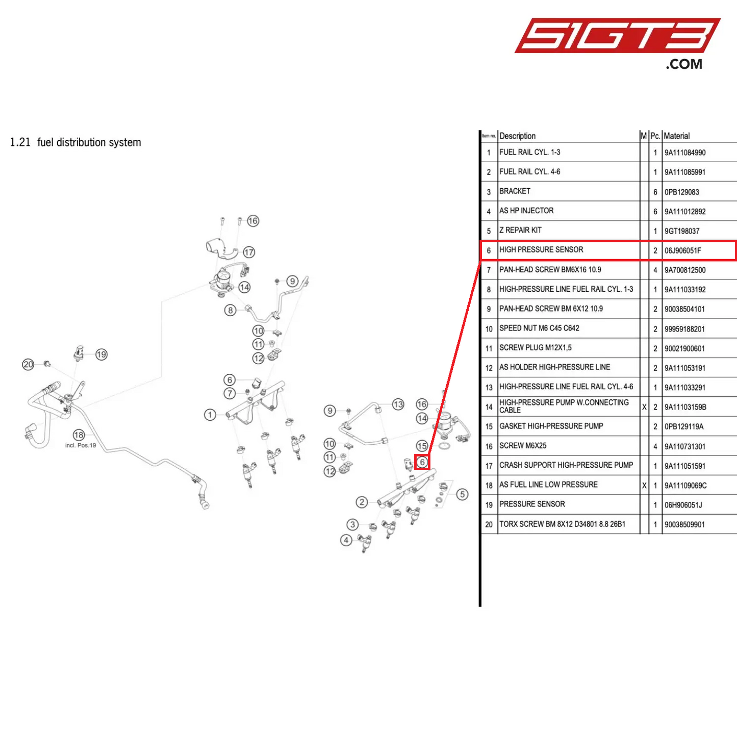 HIGH PRESSURE SENSOR - 06J906051F [PORSCHE 991.1 GT3 Cup (2017)]