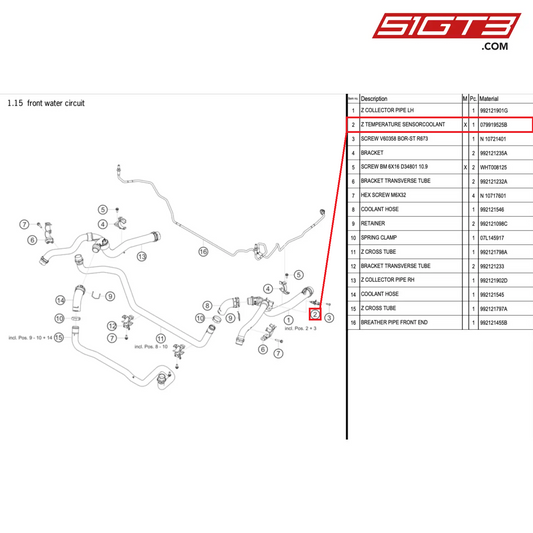 Z TEMPERATURE SENSORCOOLANT - 079919525B [PORSCHE 992.1 GT3 Cup]