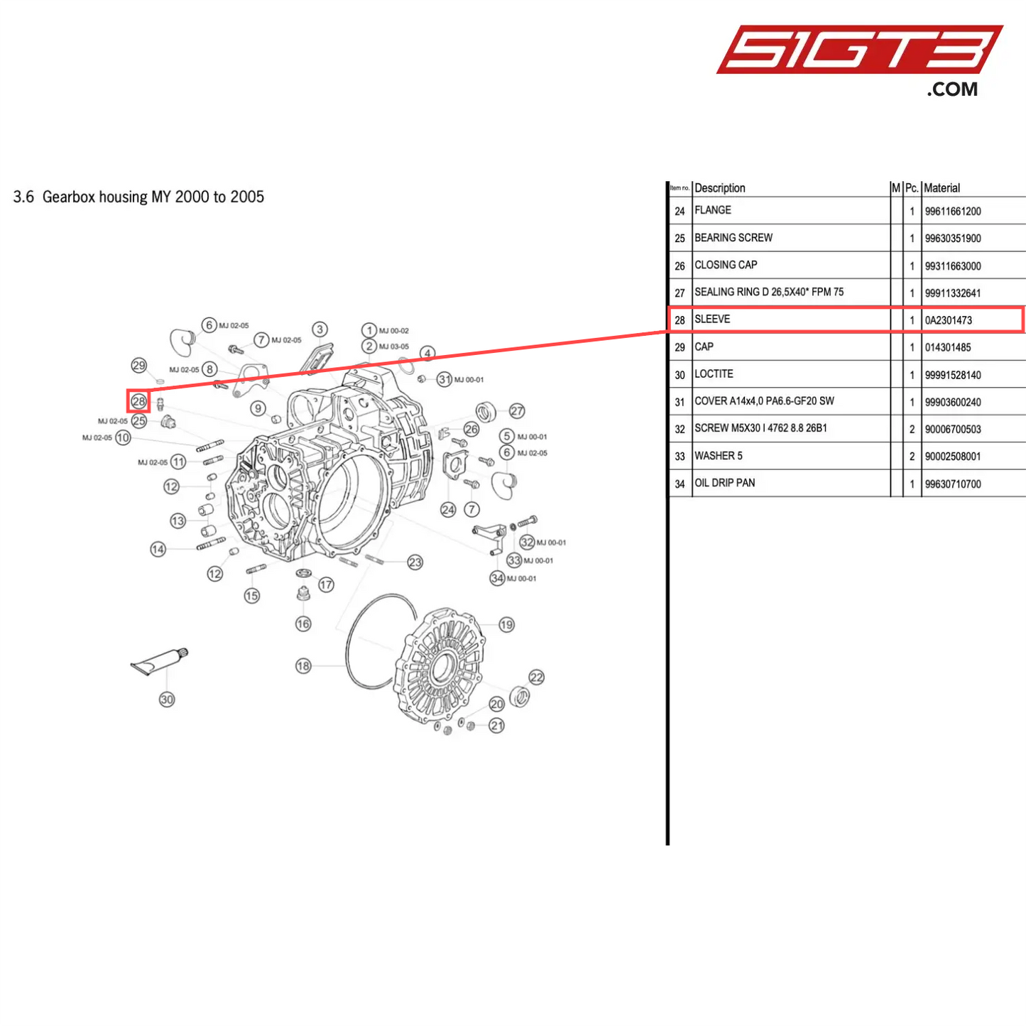 SLEEVE - 0A2301473 [PORSCHE 996 GT3 Cup]