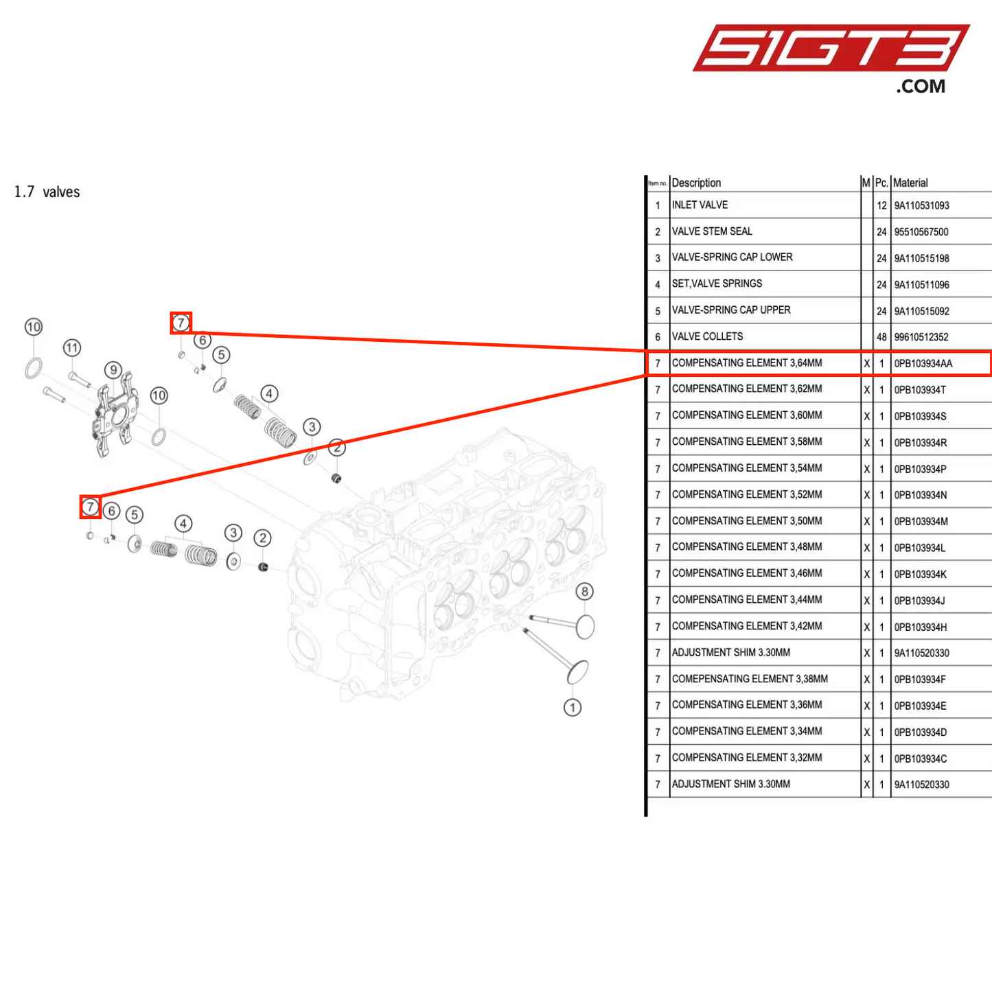 COMPENSATING ELEMENT 3,64MM - 0PB103934AA [PORSCHE 991.1 GT3 Cup (2017)]