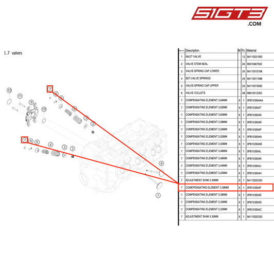 COMEPENSATING ELEMENT 3,38MM - 0PB103934F [PORSCHE 991.1 GT3 Cup (2017)]