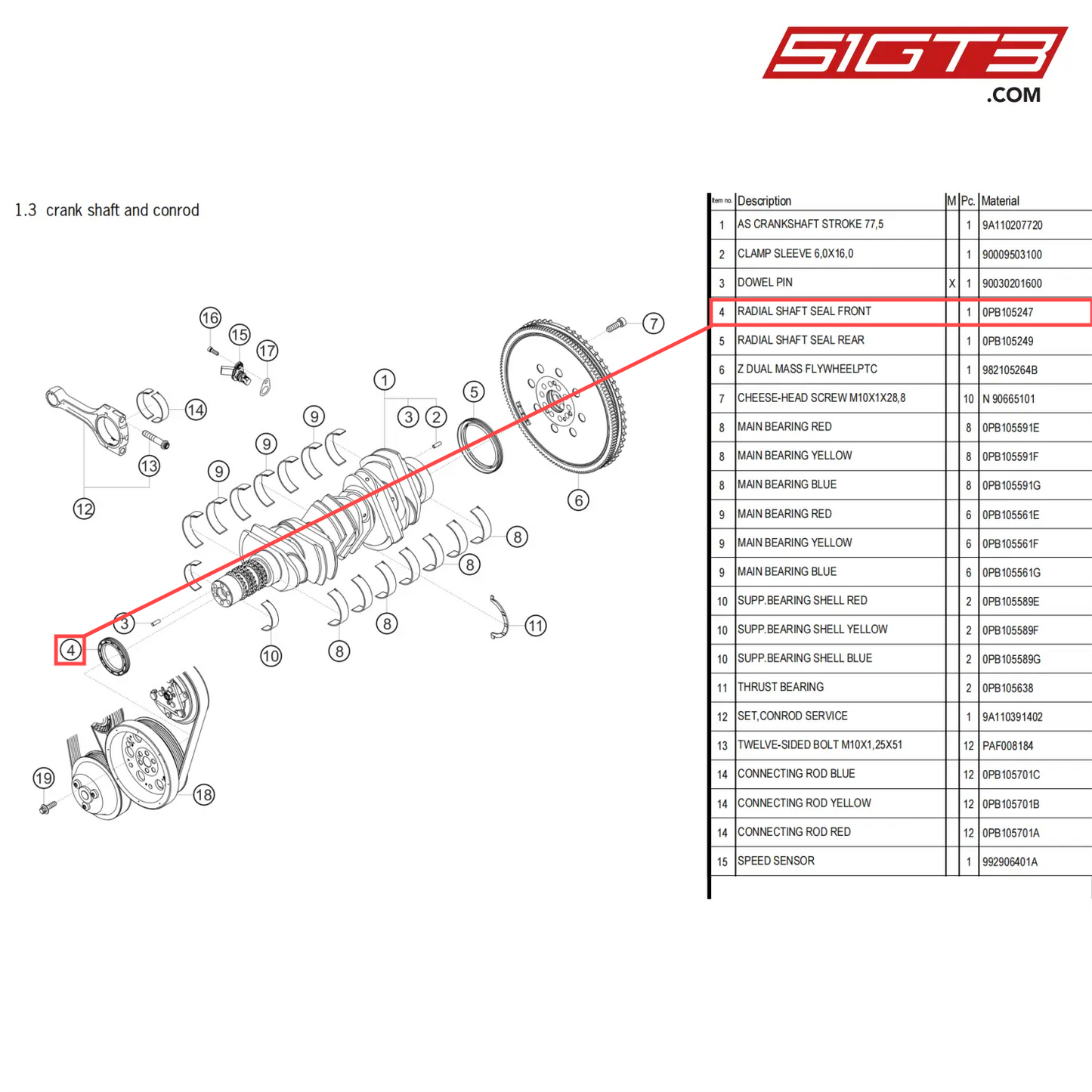 RADIAL SHAFT SEAL FRONT - 0PB105247 [PORSCHE 718 Cayman GT4 Clubsport]