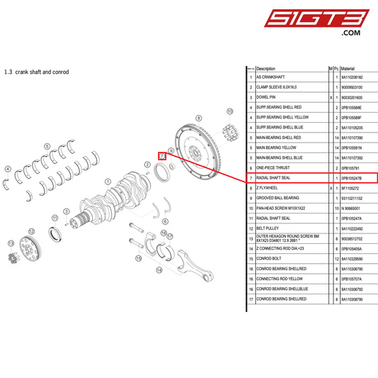 RADIAL SHAFT SEAL - 0PB105247B [PORSCHE 991.1 GT3 Cup (2017)]