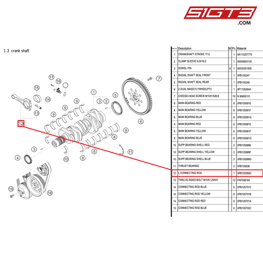 L CONNECTING ROD - 0PB105393D [PORSCHE 911 GT2 RS Clubsport]