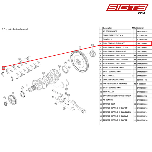 SUPP.BEARING SHELL RED - 0PB105589E [PORSCHE 991.2 GT3 Cup]