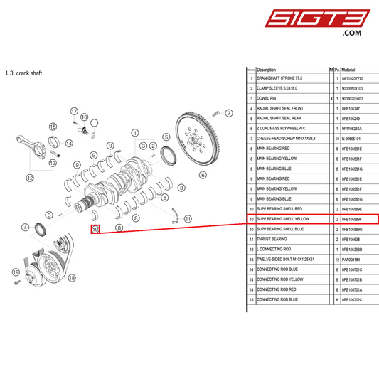 SUPP.BEARING SHELL YELLOW - 0PB105589F [PORSCHE 911 GT2 RS Clubsport]