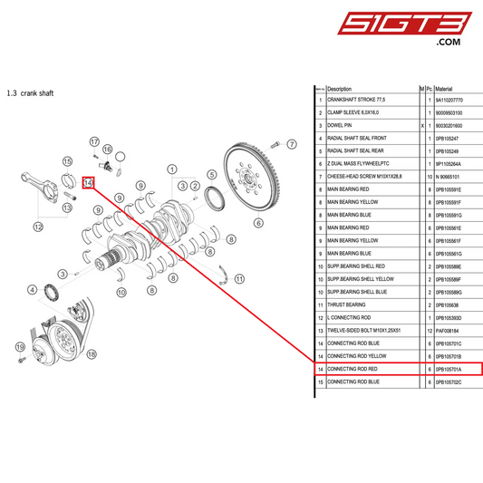 CONNECTING ROD RED - 0PB105701A [PORSCHE 911 GT2 RS Clubsport]