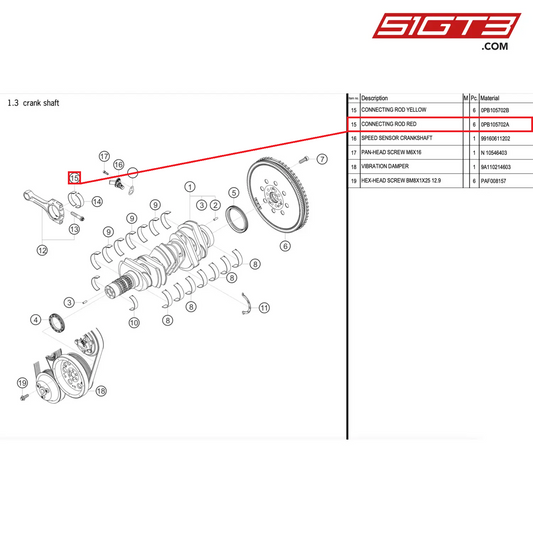 CONNECTING ROD RED - 0PB105702A [PORSCHE 911 GT2 RS Clubsport]