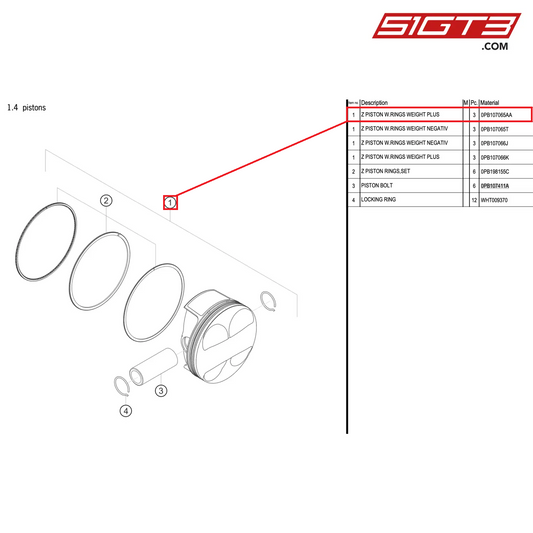 Z PISTON W.RINGS WEIGHT PLUS - 0PB107065AA [PORSCHE 992.1 GT3 Cup]