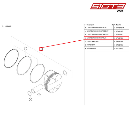 Z PISTON W.RINGS WEIGHT PLUS - 0PB107066K [PORSCHE 992.1 GT3 Cup]