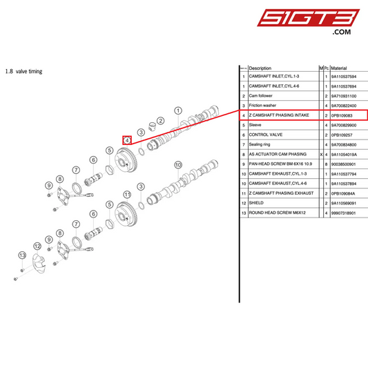 Z CAMSHAFT PHASING INTAKE - 0PB109083 [PORSCHE 991.2 GT3 Cup]