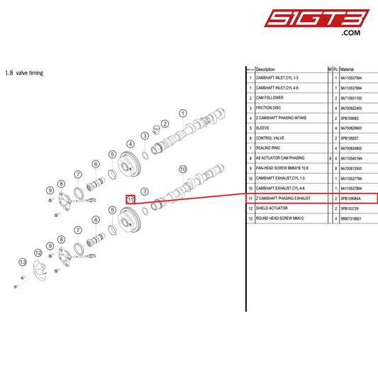 Z CAMSHAFT PHASING EXHAUST - 0PB109084A [PORSCHE 991.1 GT3 Cup (2017)]