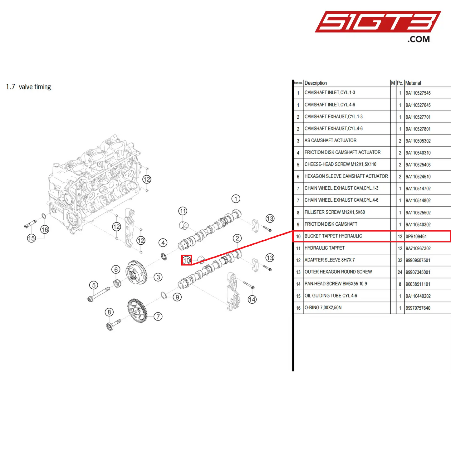 BUCKET TAPPET HYDRAULIC - 0PB109461 [PORSCHE 718 Cayman GT4 Clubsport]