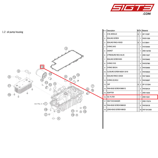 OIL FILTER - 0PB115351 [PORSCHE 992.1 GT3 R]