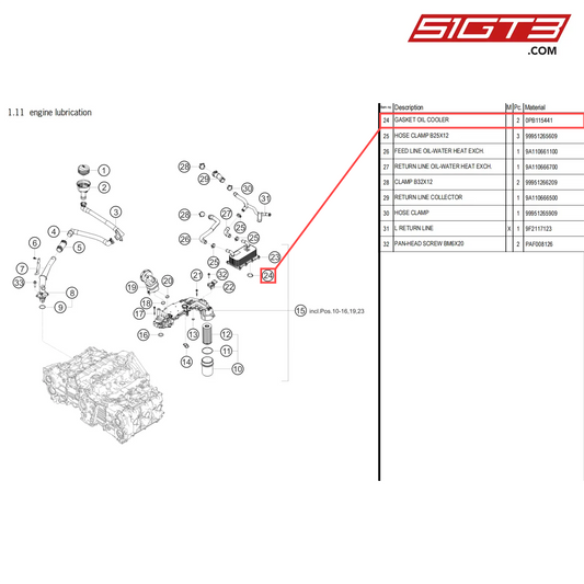 GASKET OIL COOLER - 0PB115441 [PORSCHE 718 Cayman GT4 Clubsport]
