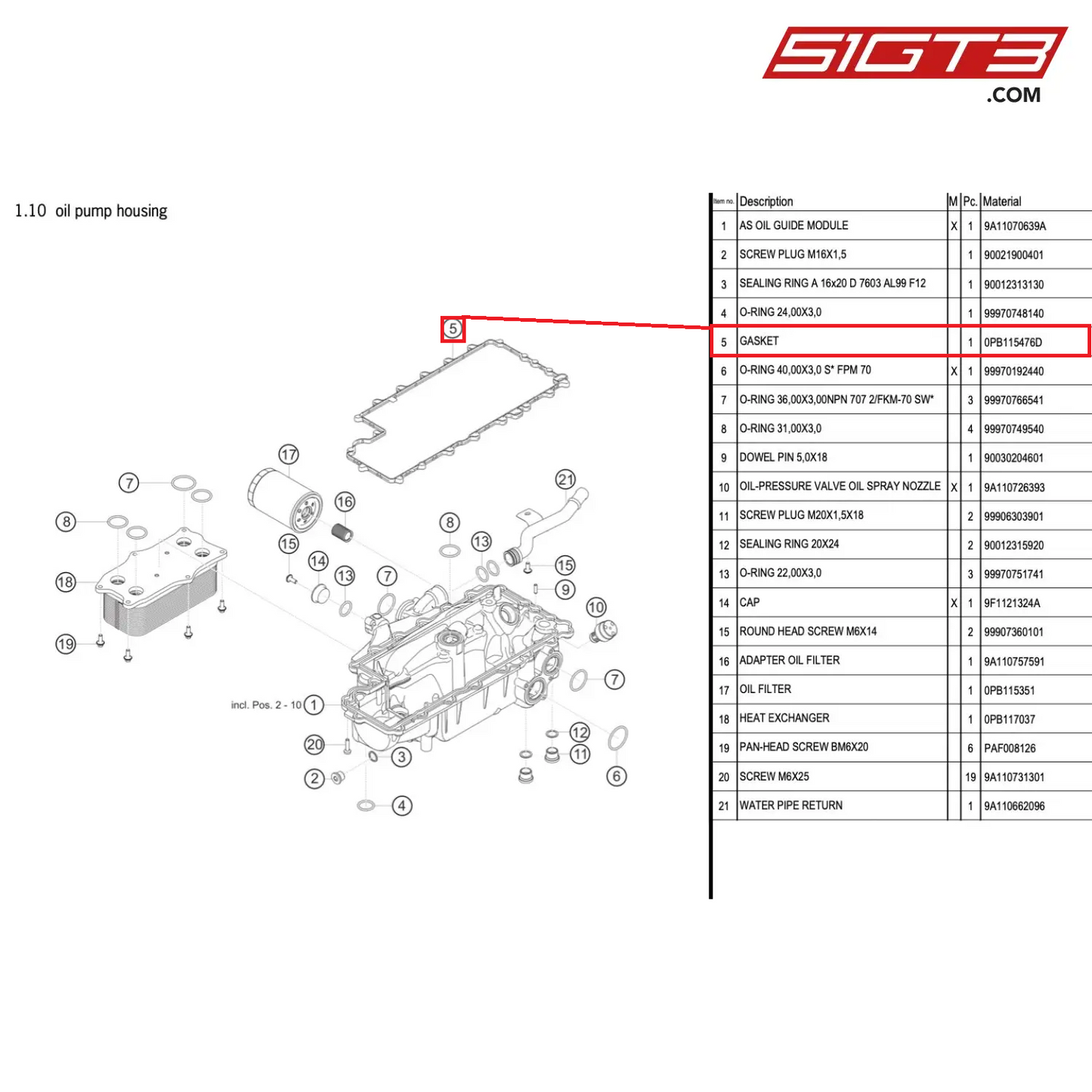 GASKET - 0PB115476D [PORSCHE 991.1 GT3 Cup (2017)]