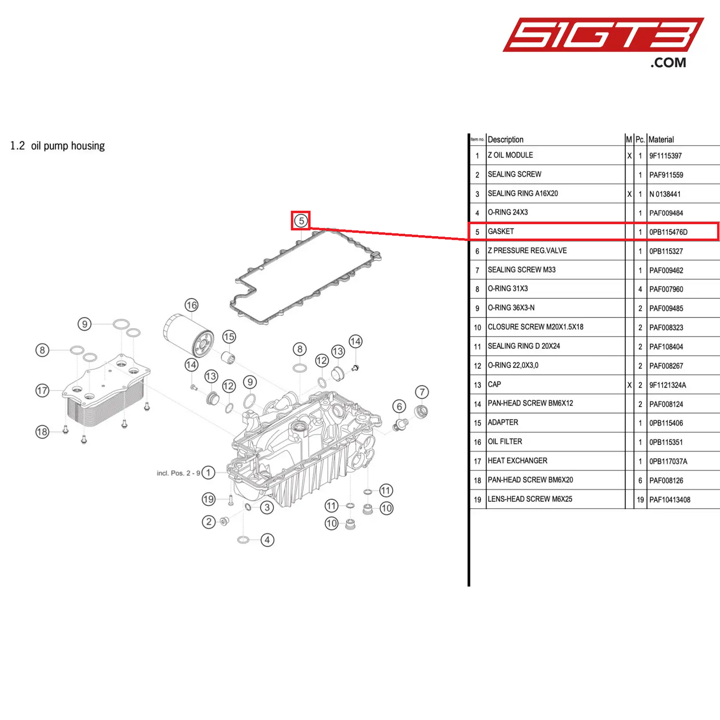 GASKET - 0PB115476D [PORSCHE 911 GT3 R Type 992 (GEN 1)]