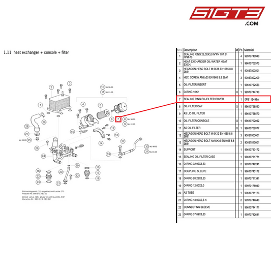 SEALING RING OIL-FILTER COVER - 0PB115499A [PORSCHE 996 GT3 Cup]