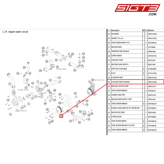 Z WATER PUMP HOUSING - 0PB121035A [PORSCHE 992.1 GT3 Cup]