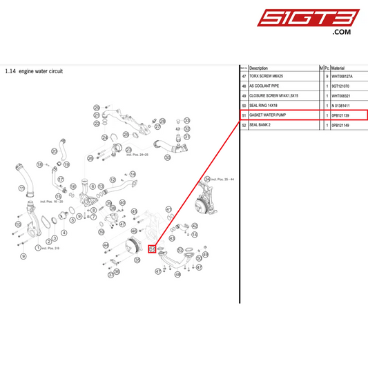 JUNTA BOMBA DE AGUA - 0PB121139 [PORSCHE 992.1 GT3 Cup]