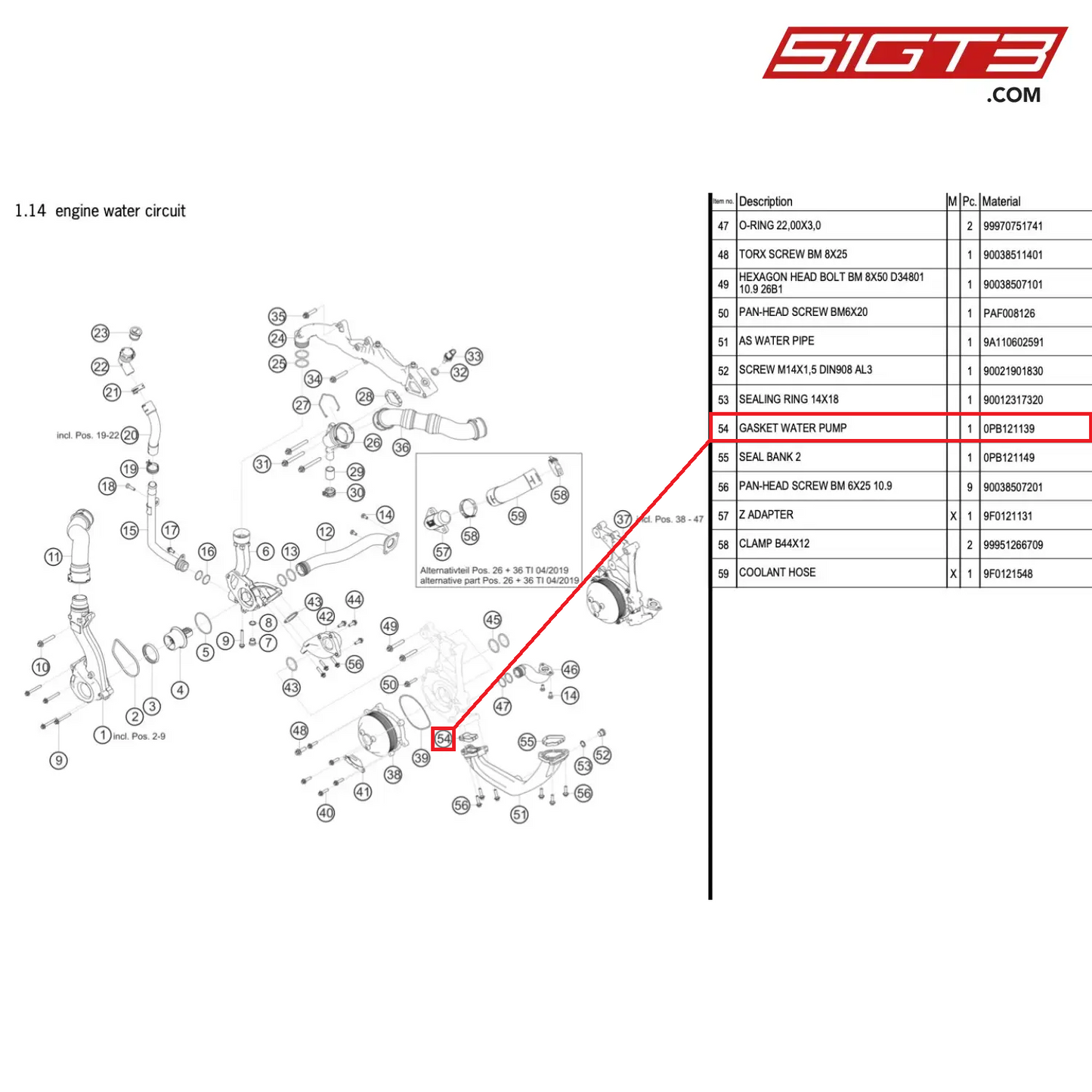 GASKET WATER PUMP - 0PB121139 [PORSCHE 991.1 GT3 Cup (2017)]