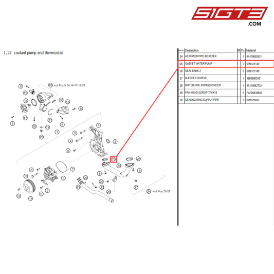 GASKET WATER PUMP - 0PB121139 [PORSCHE 718 Cayman GT4 Clubsport]