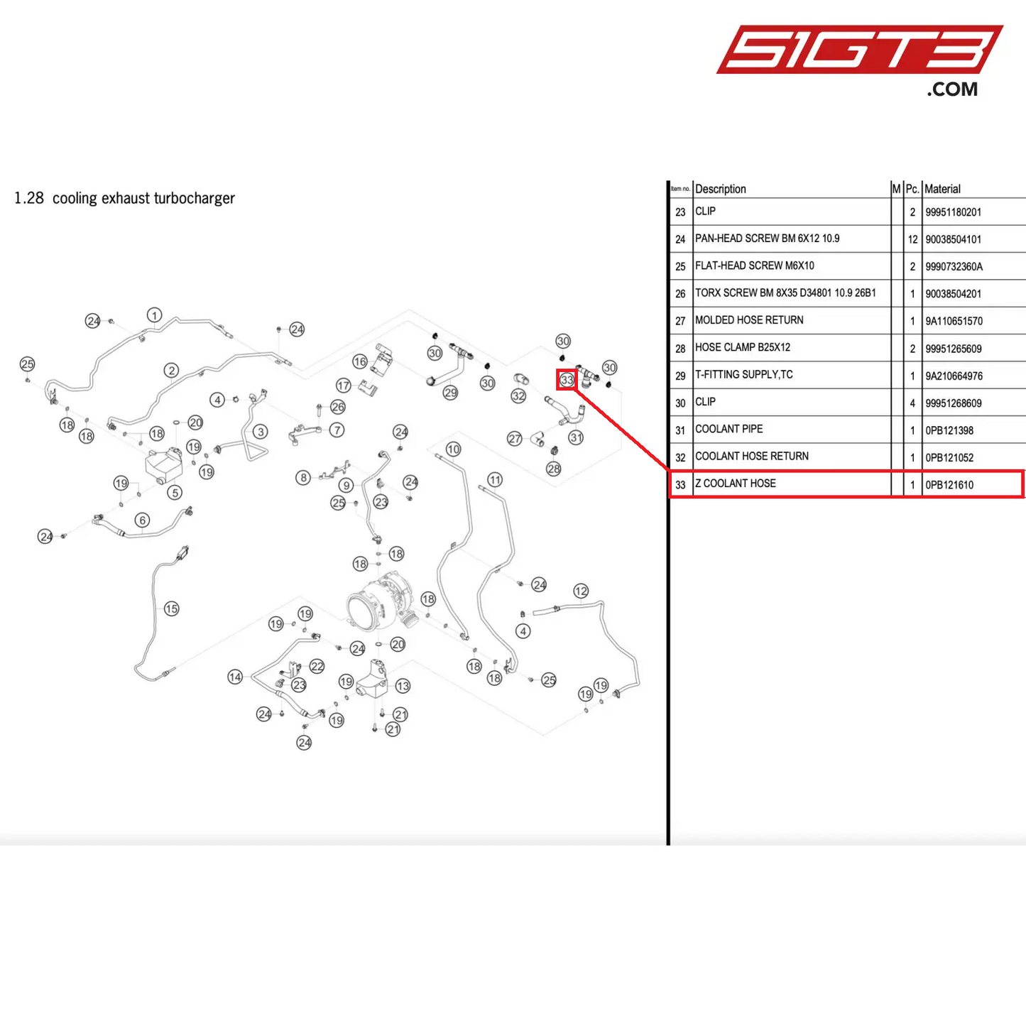 Z COOLANT HOSE - 0PB121610 [PORSCHE 911 GT2 RS Clubsport]