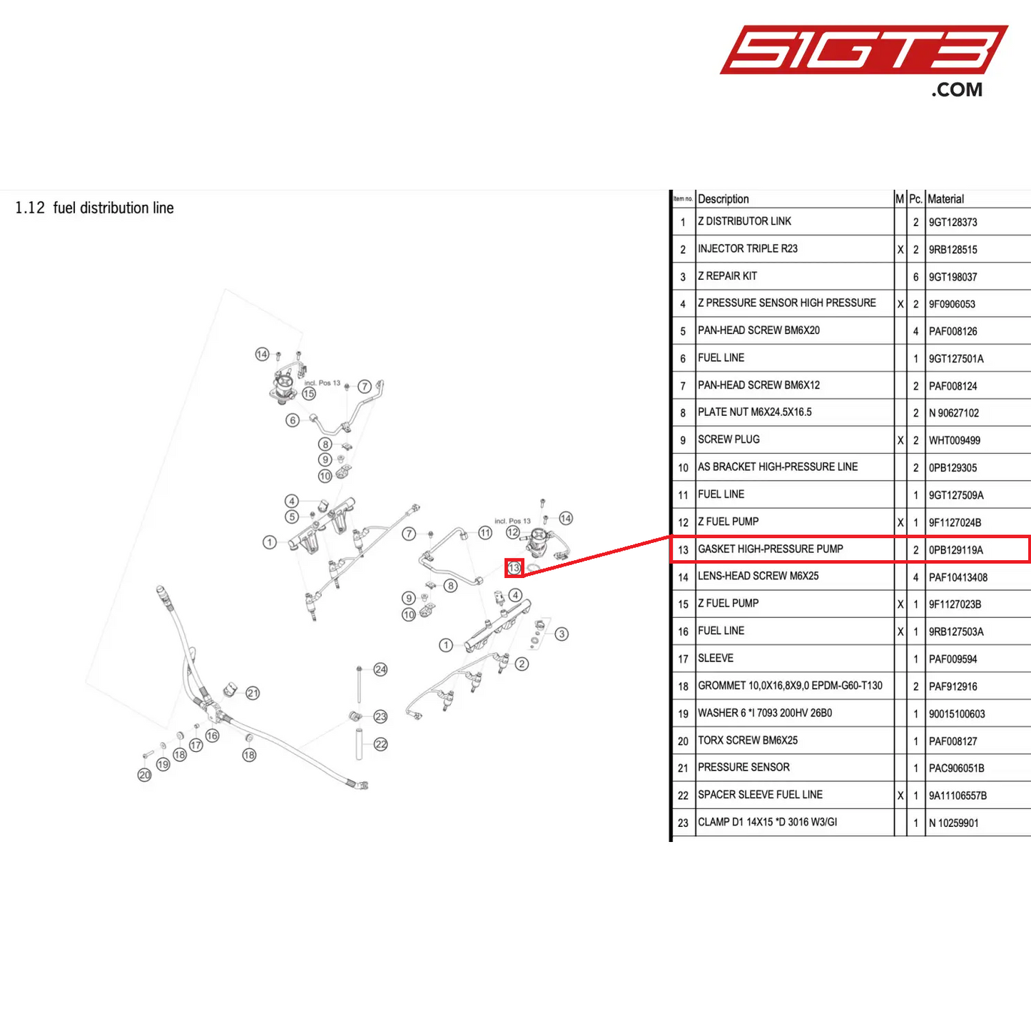 GASKET HIGH-PRESSURE PUMP - 0PB129119A [PORSCHE 992.1 GT3 R]