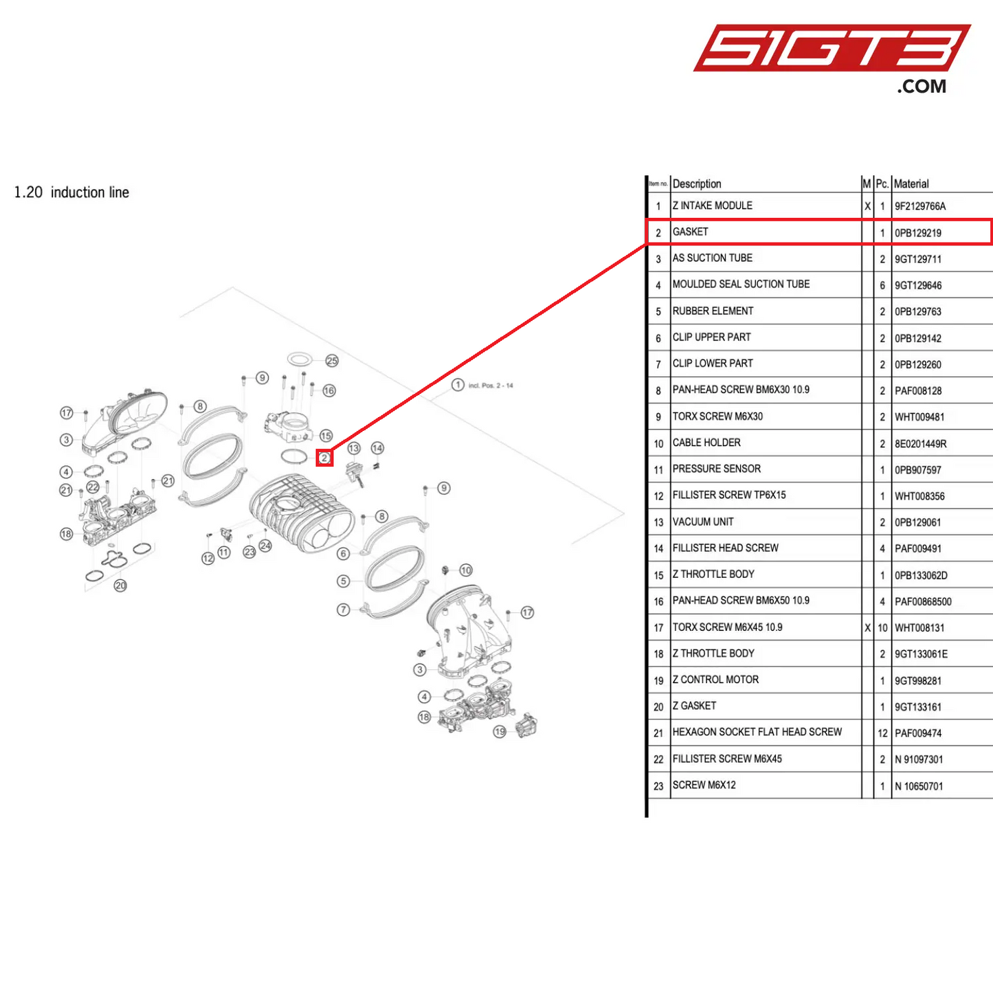 GASKET - 0PB129219 [PORSCHE 718 Cayman GT4 RS Clubsport]