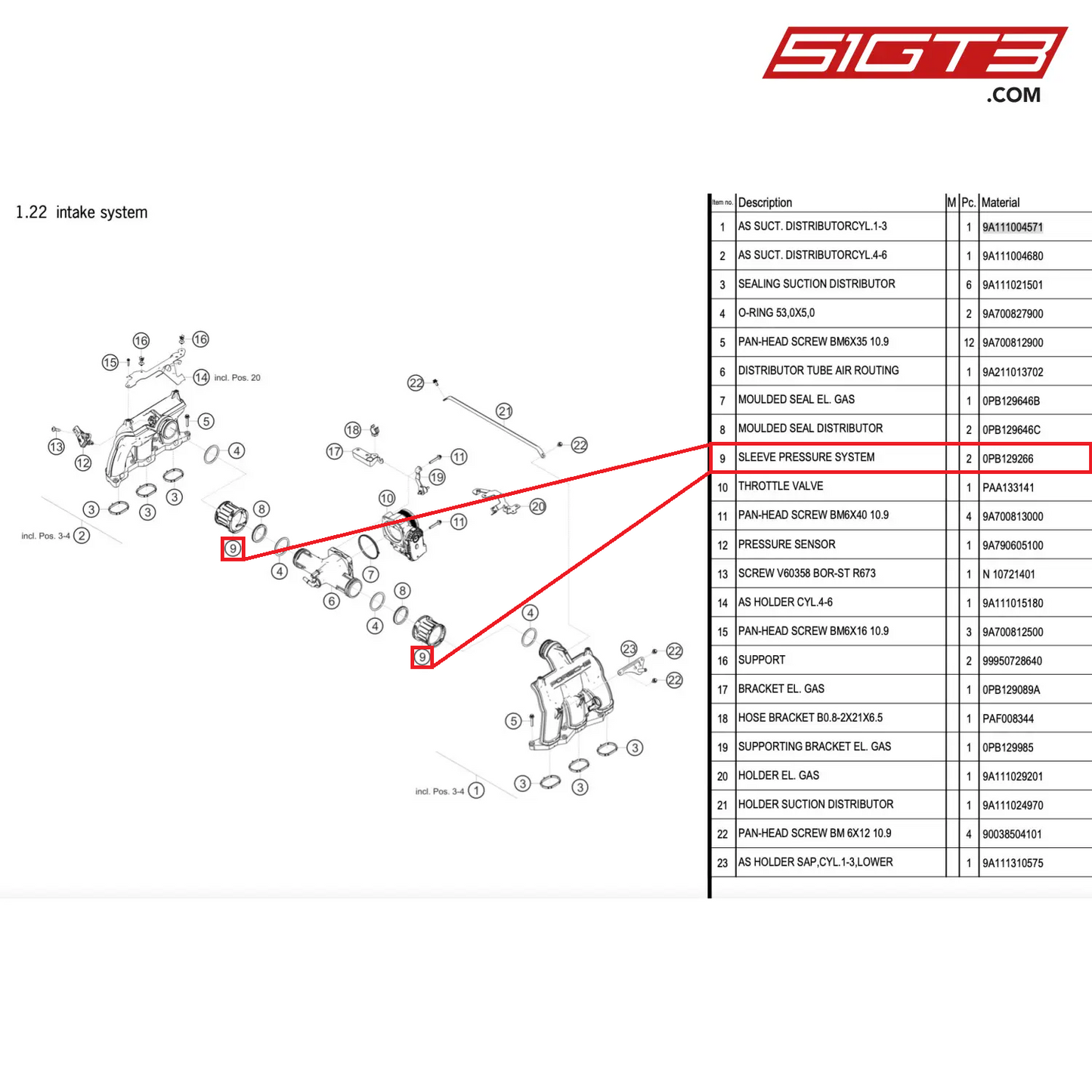 SLEEVE PRESSURE SYSTEM - 0PB129266 [PORSCHE 911 GT2 RS Clubsport]