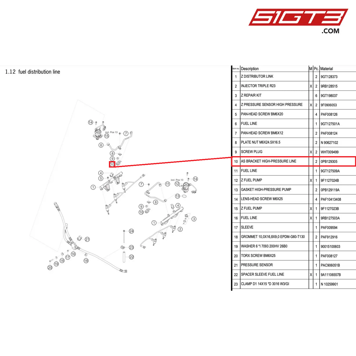 AS BRACKET HIGH-PRESSURE LINE - 0PB129305 [PORSCHE 992.1 GT3 R]