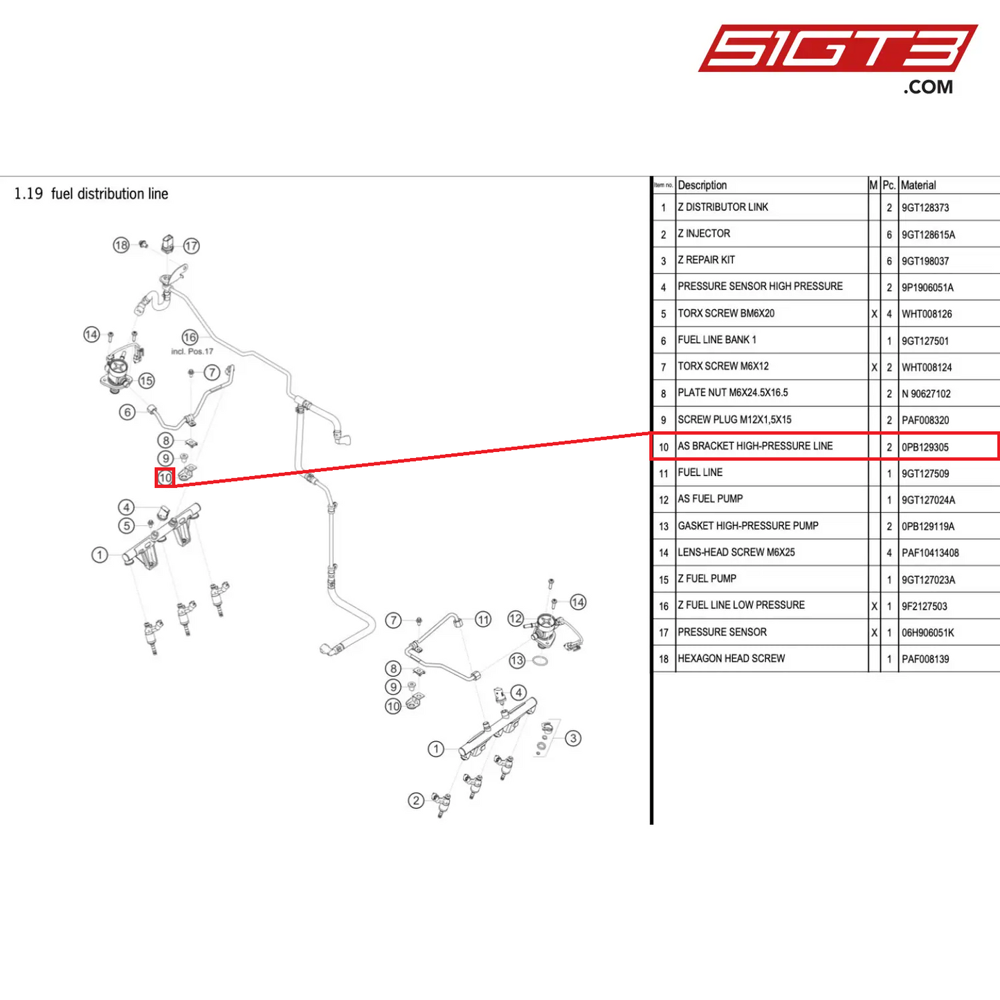 AS BRACKET HIGH-PRESSURE LINE - 0PB129305 [PORSCHE 718 Cayman GT4 RS Clubsport]