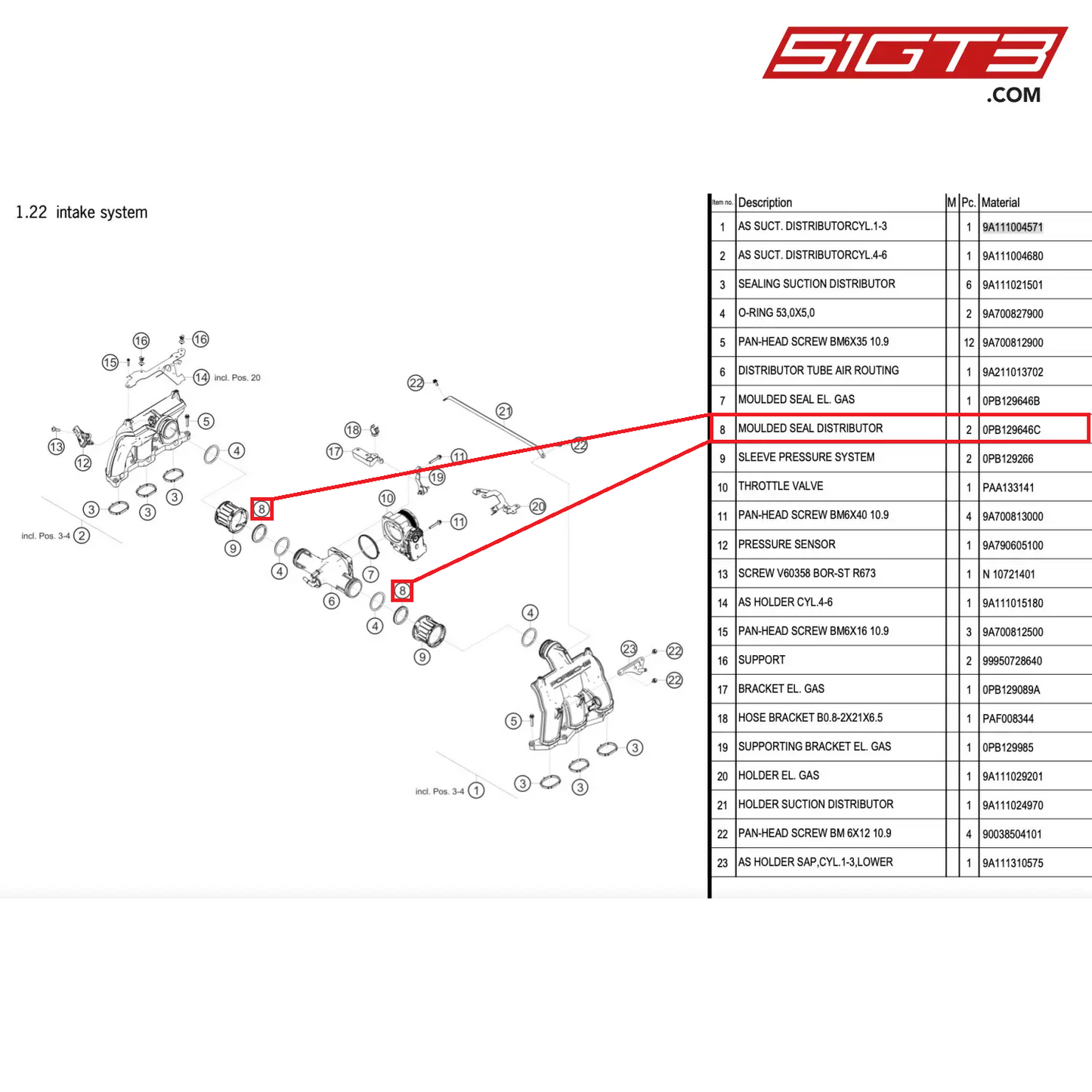 MOULDED SEAL DISTRIBUTOR - 0PB129646C [PORSCHE 911 GT2 RS Clubsport]