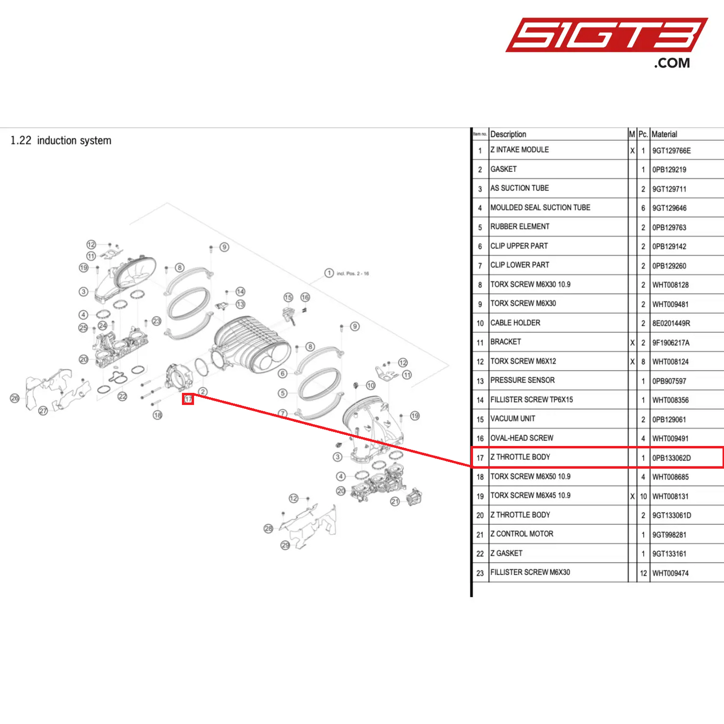 Z THROTTLE BODY - 0PB133062D [PORSCHE 992.1 GT3 Cup]