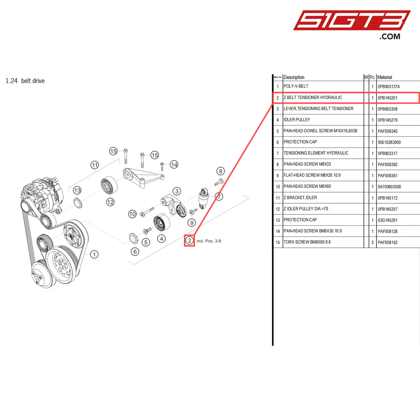 Z BELT TENSIONER HYDRAULIC - 0PB145201 [PORSCHE 718 Cayman GT4 Clubsport]