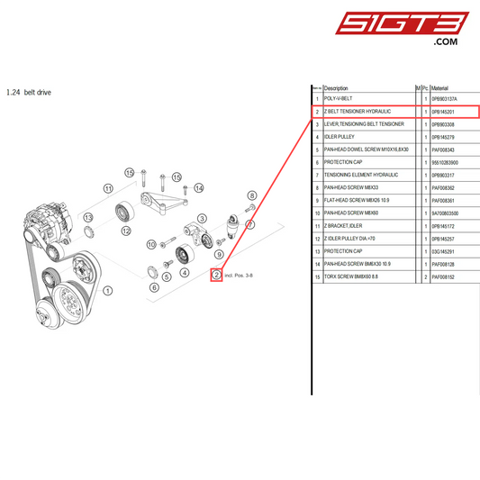 Z BELT TENSIONER HYDRAULIC - 0PB145201 [PORSCHE 718 Cayman GT4 Clubsport]