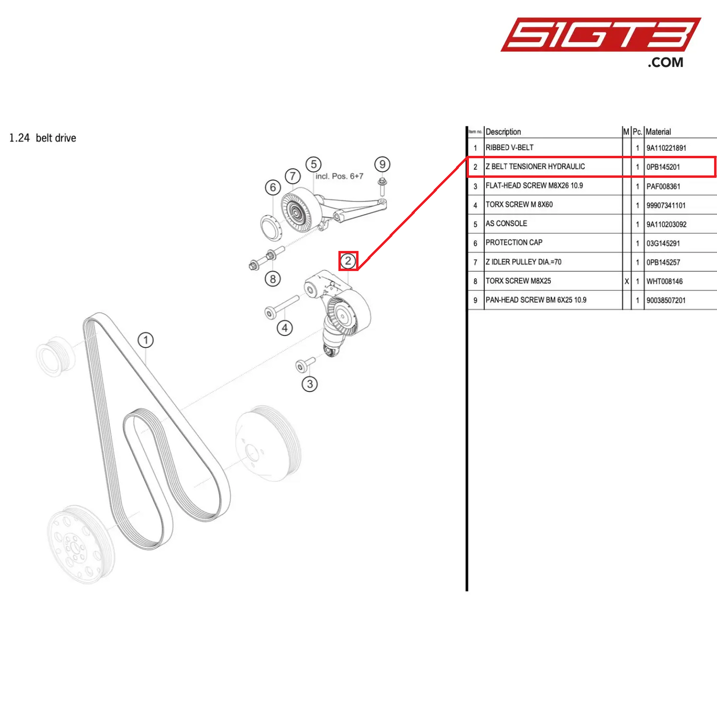 Z BELT TENSIONER HYDRAULIC - 0PB145201 [PORSCHE 991.1 GT3 Cup (2017)]