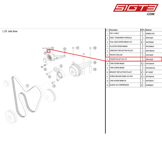 Z IDLER PULLEY DIA.=70 - 0PB145257 [PORSCHE 992.1 GT3 Cup]