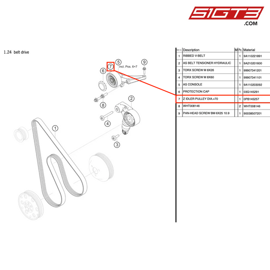 Z IDLER PULLEY DIA.=70 - 0PB145257 [PORSCHE 991.2 GT3 Cup]